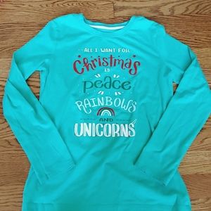 Cat & Jack Girls Holiday Tee, Sz L